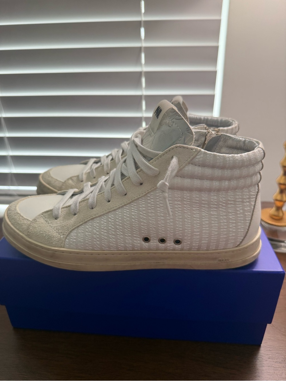 P448 High-Top White Textured Sneakers